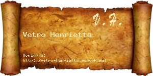 Vetro Henrietta névjegykártya